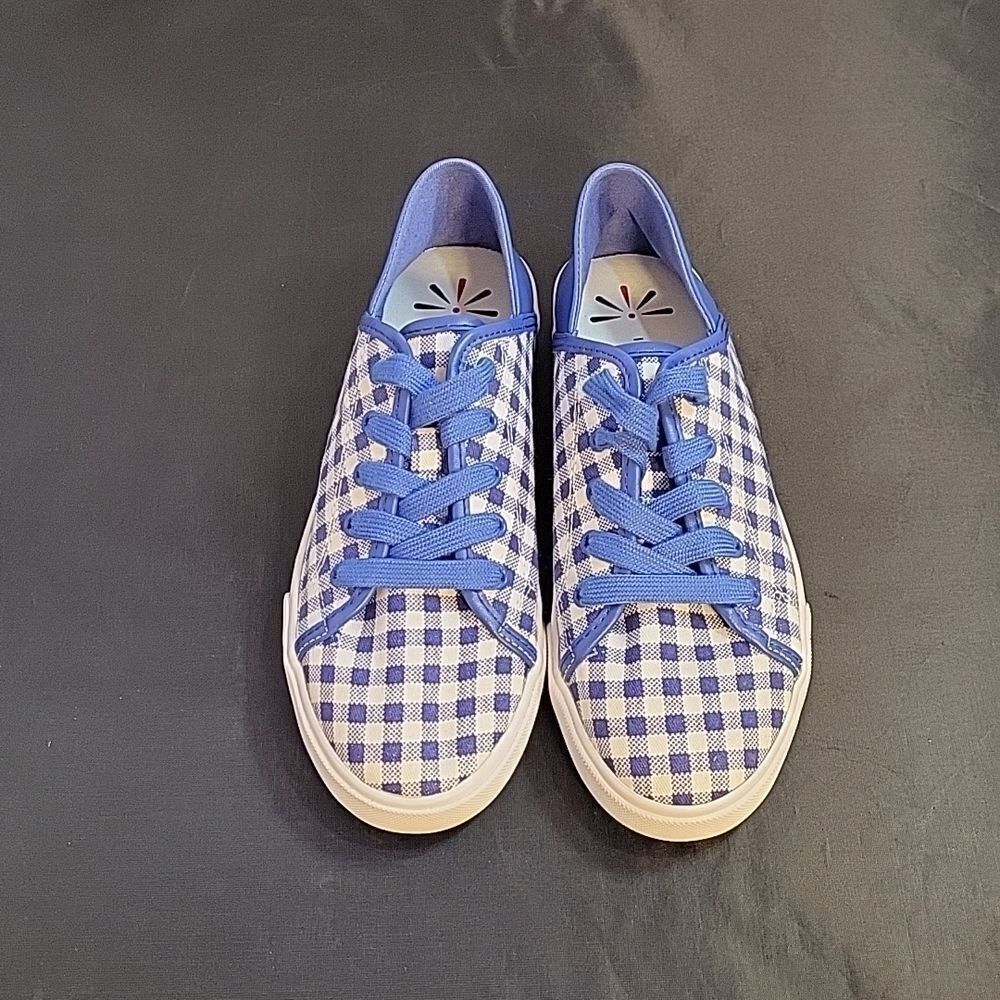 BRAND NEW ISAAC MIZRAHI MIZRAHI LIVE! LACE-UP GINGHAM SNEAKERS - Picture 2 of 14